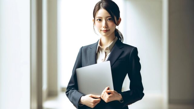 PCを持った女性